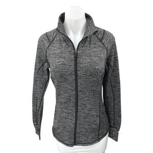 Nike Dri-Fit Gray Herringbone Long Sleeve Zip Up Activewear Sweatshirt Jacket L